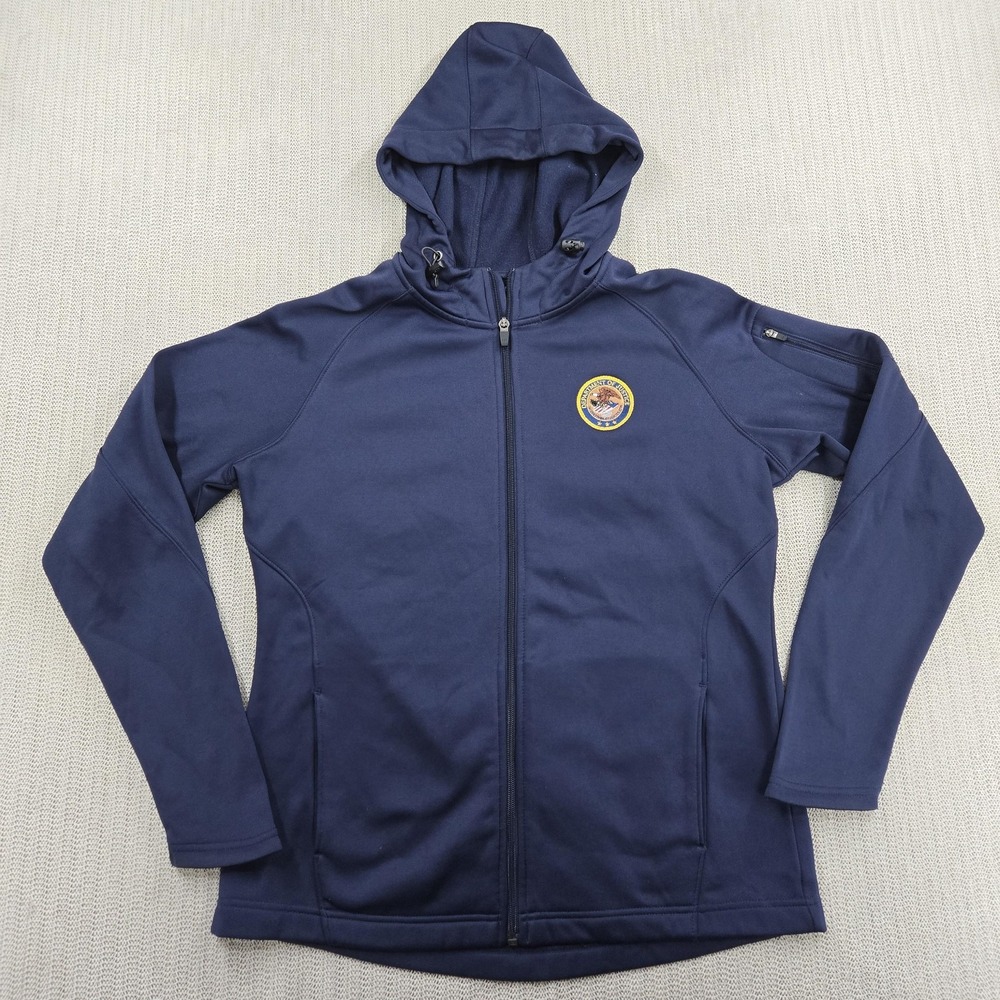 Department of Justice Hoodie Jacket Women Large Blue DOJ Seal Full Zip Sport Tek